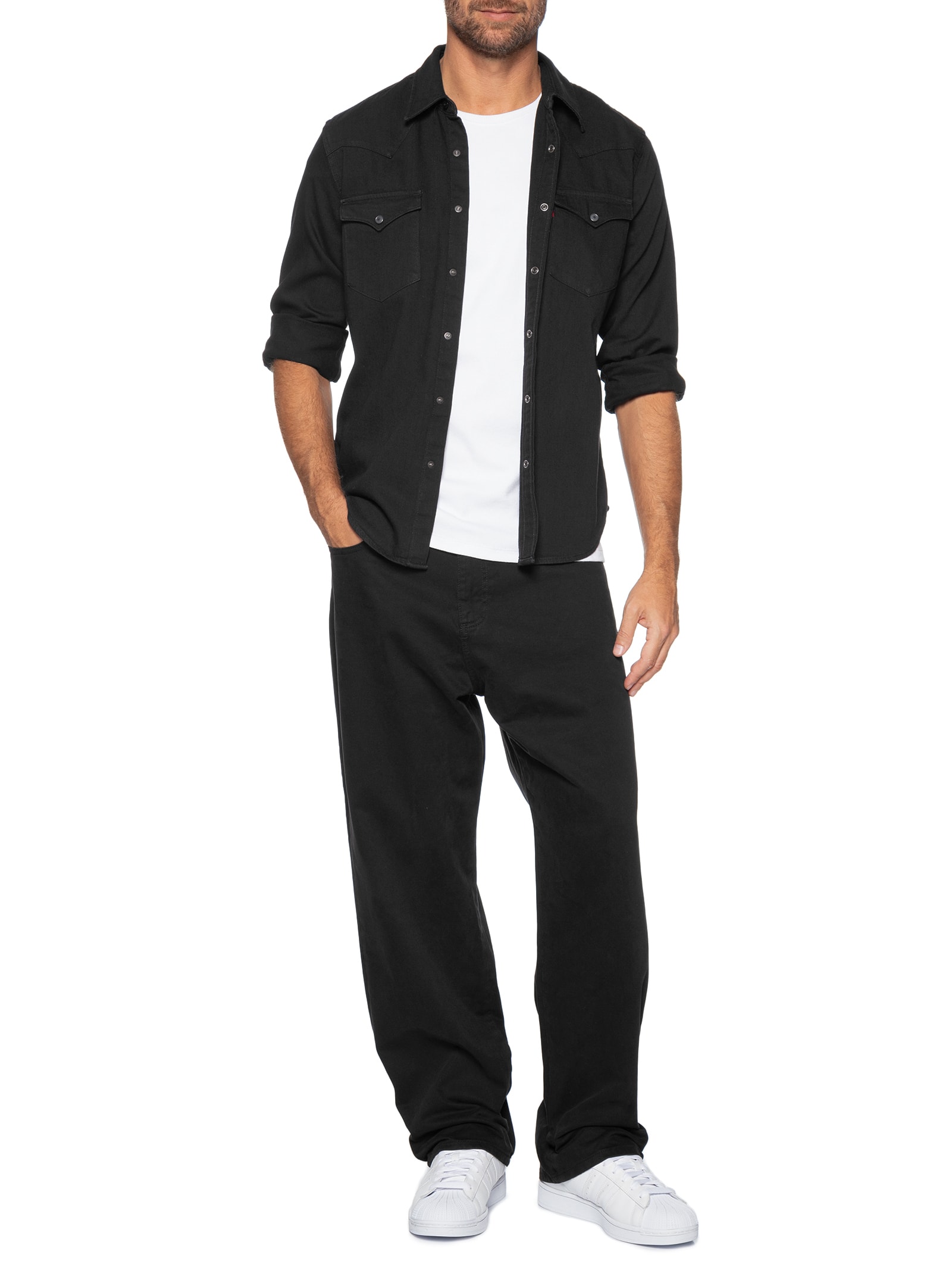 Camisa Masculina Jeans Manga Longa Barstow Western Standard Preto Levi's