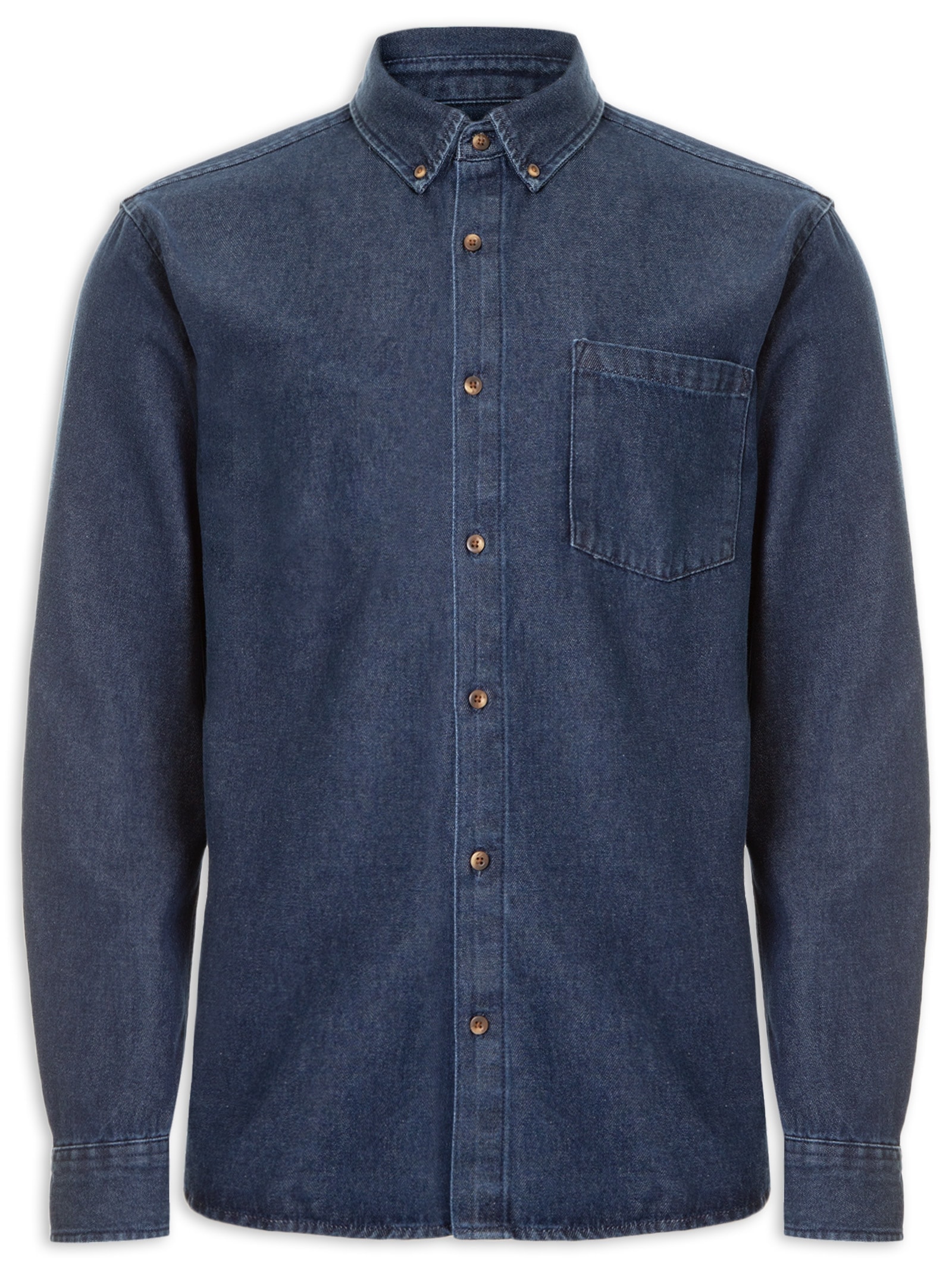 Camisa Masculina Jeans Raw Denim Azul Hering