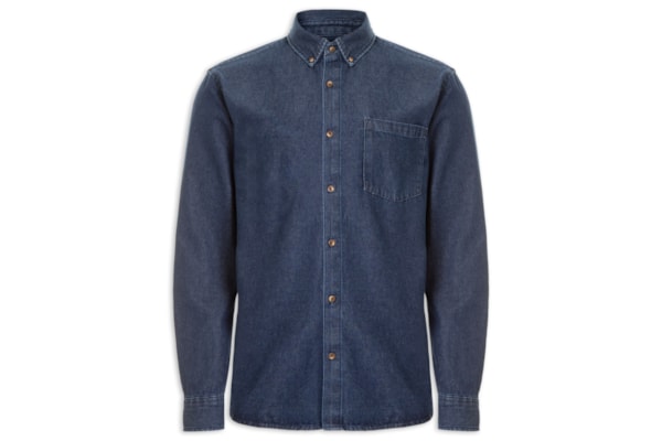 Camisa Masculina Jeans Raw Denim - Azul