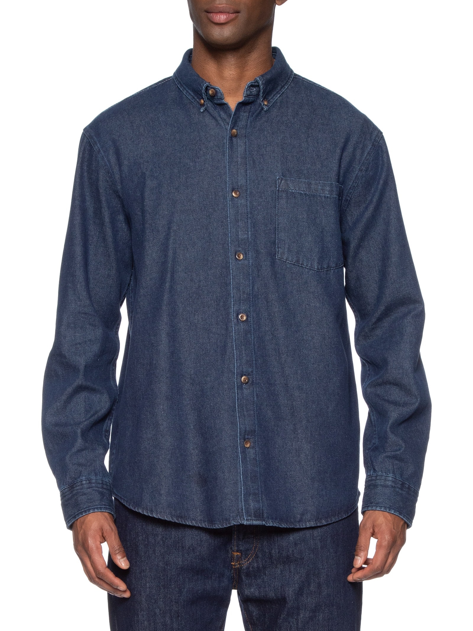 Camisa Masculina Jeans Raw Denim Azul Hering