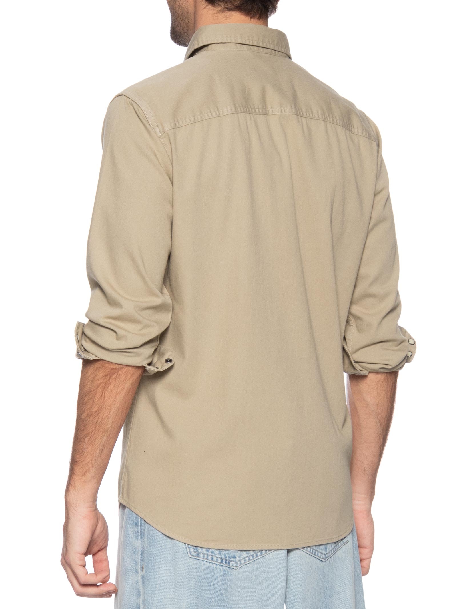 Camisa Masculina Jeans Regular Fit Com Bolsos Marrom Jack & Jones