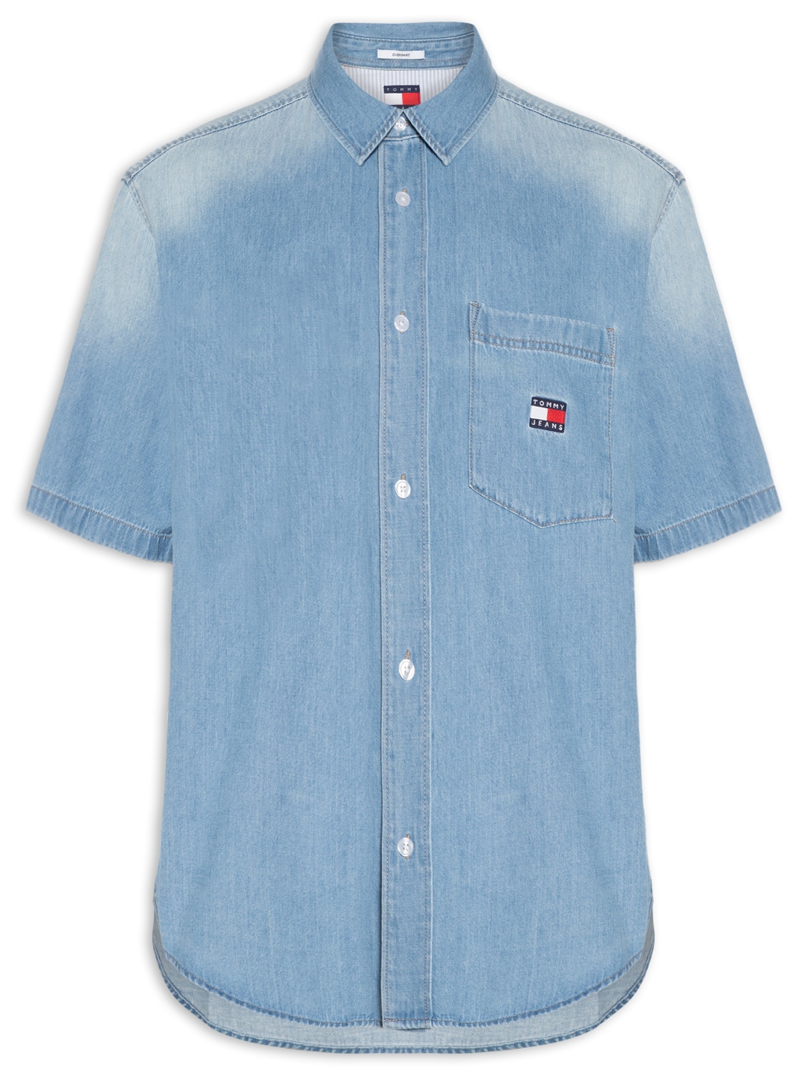 Camisa Masculina Jeans Relaxed Fit Bordada Azul Tommy Jeans