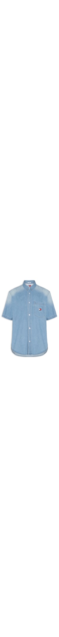 Camisa Masculina Jeans Relaxed Fit Bordada - Azul
