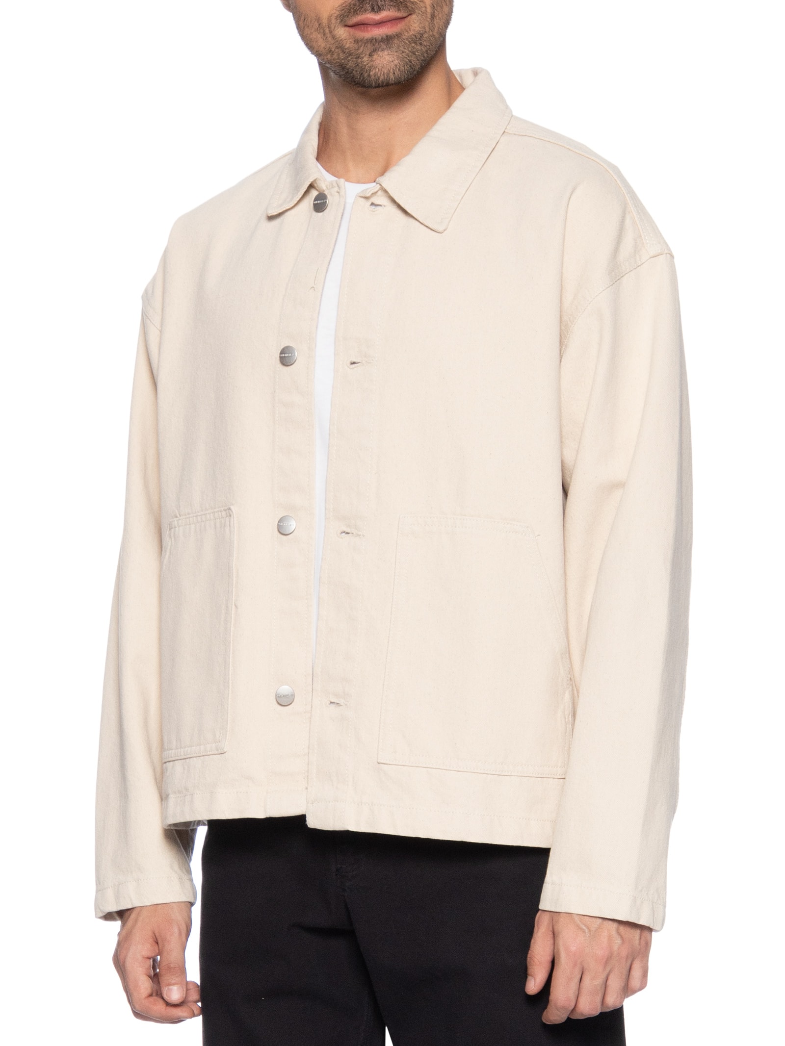 Camisa Masculina Jeans Wide Fit Bege Jack & Jones