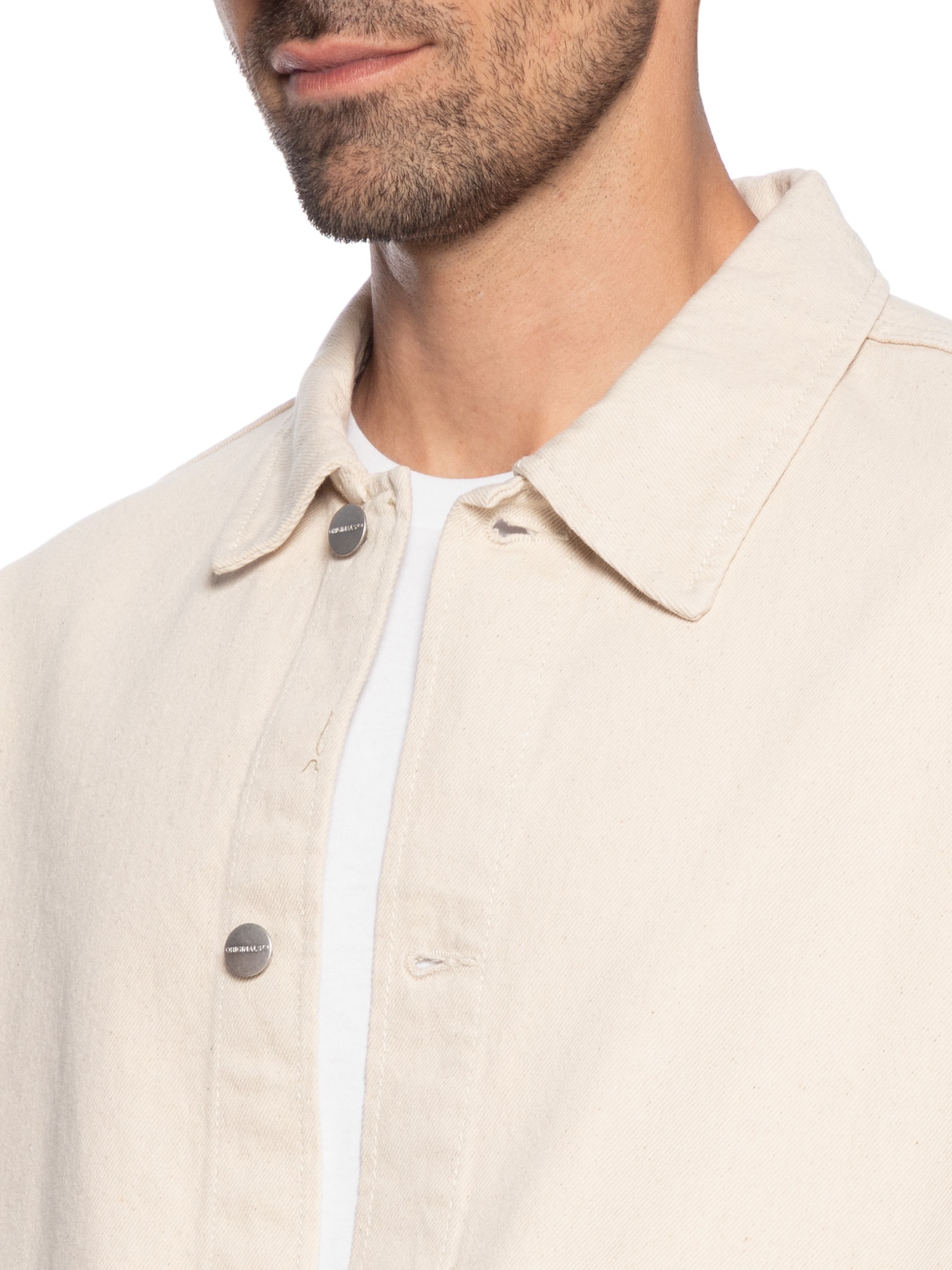 Camisa Masculina Jeans Wide Fit Bege Jack & Jones