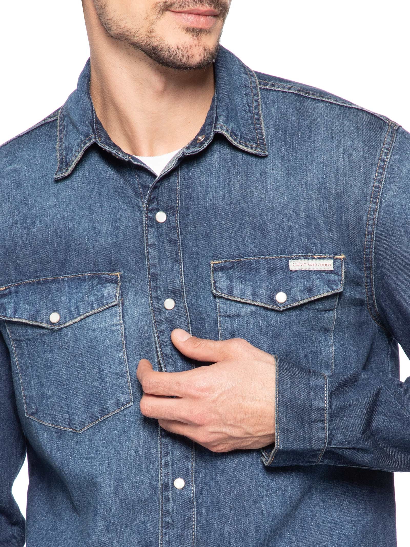 Camisa Masculina Jeans – Azul Calvin Klein Jeans