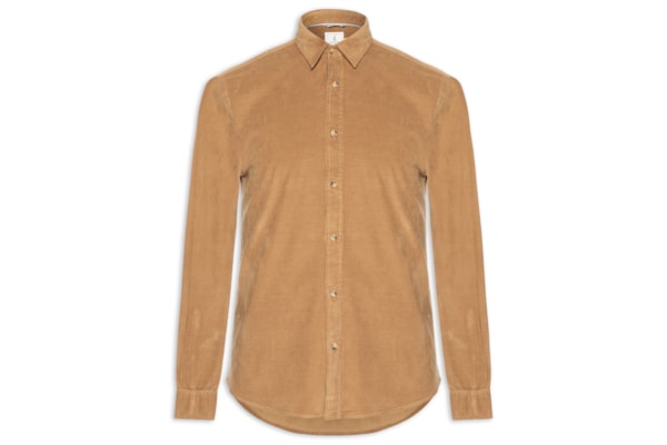 Camisa Masculina Leve Em Veludo - Bege