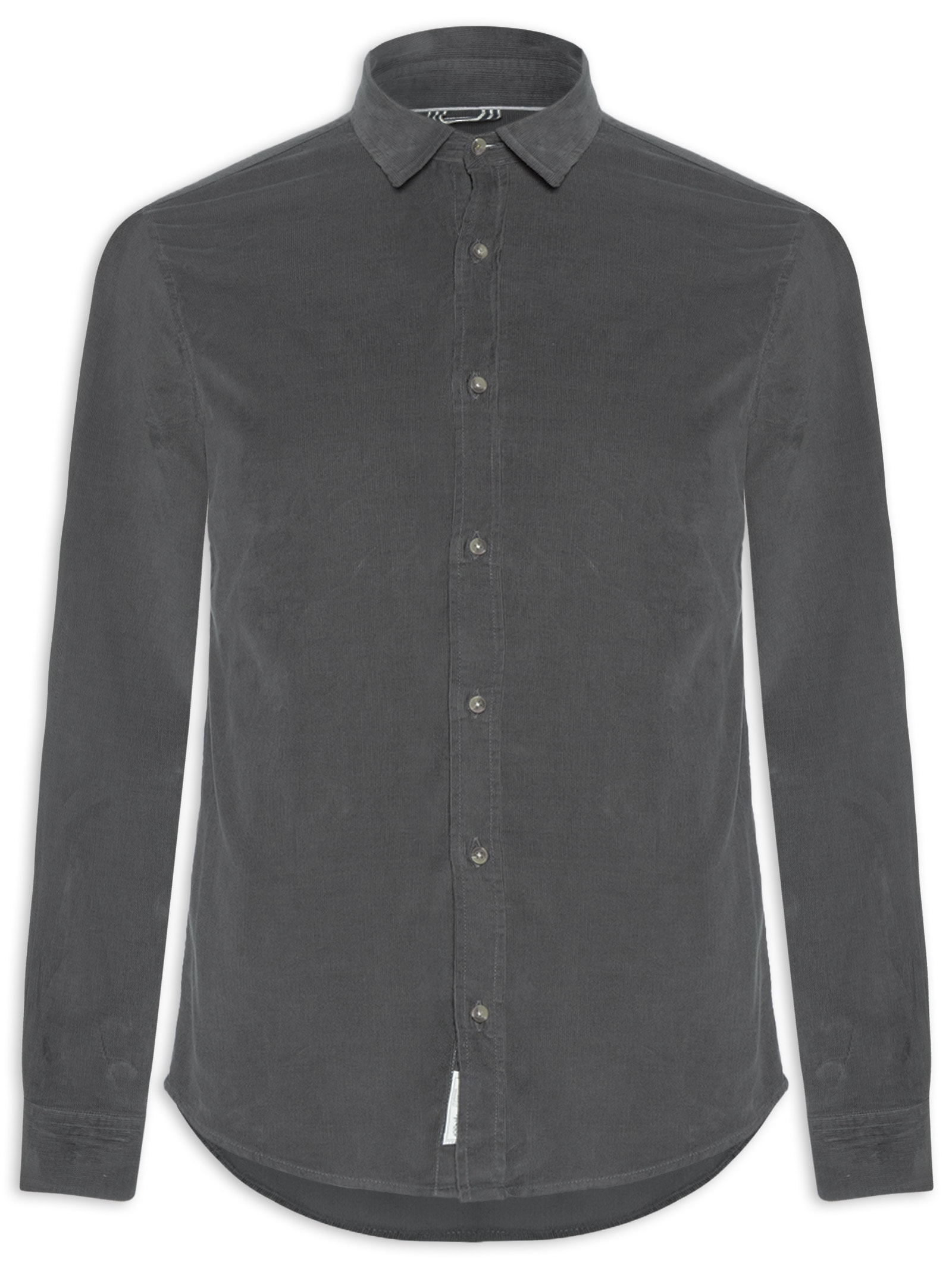 Camisa Masculina Leve Em Veludo Cinza Pineapple