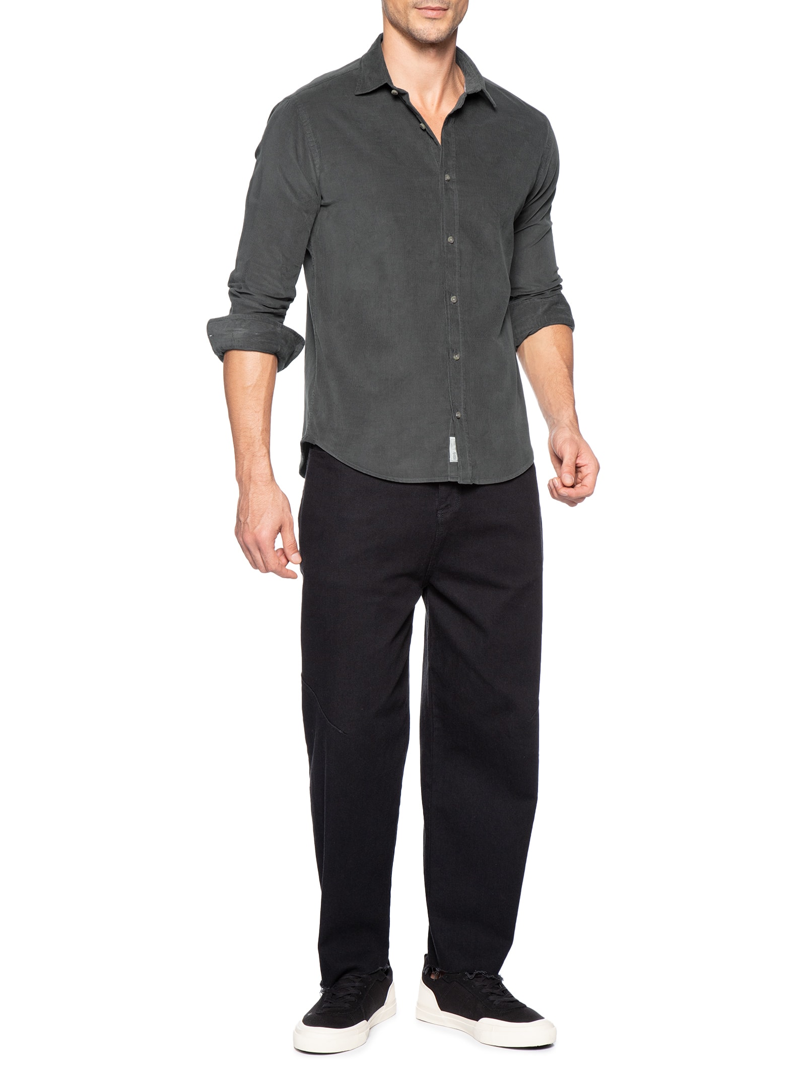 Camisa Masculina Leve Em Veludo Cinza Pineapple