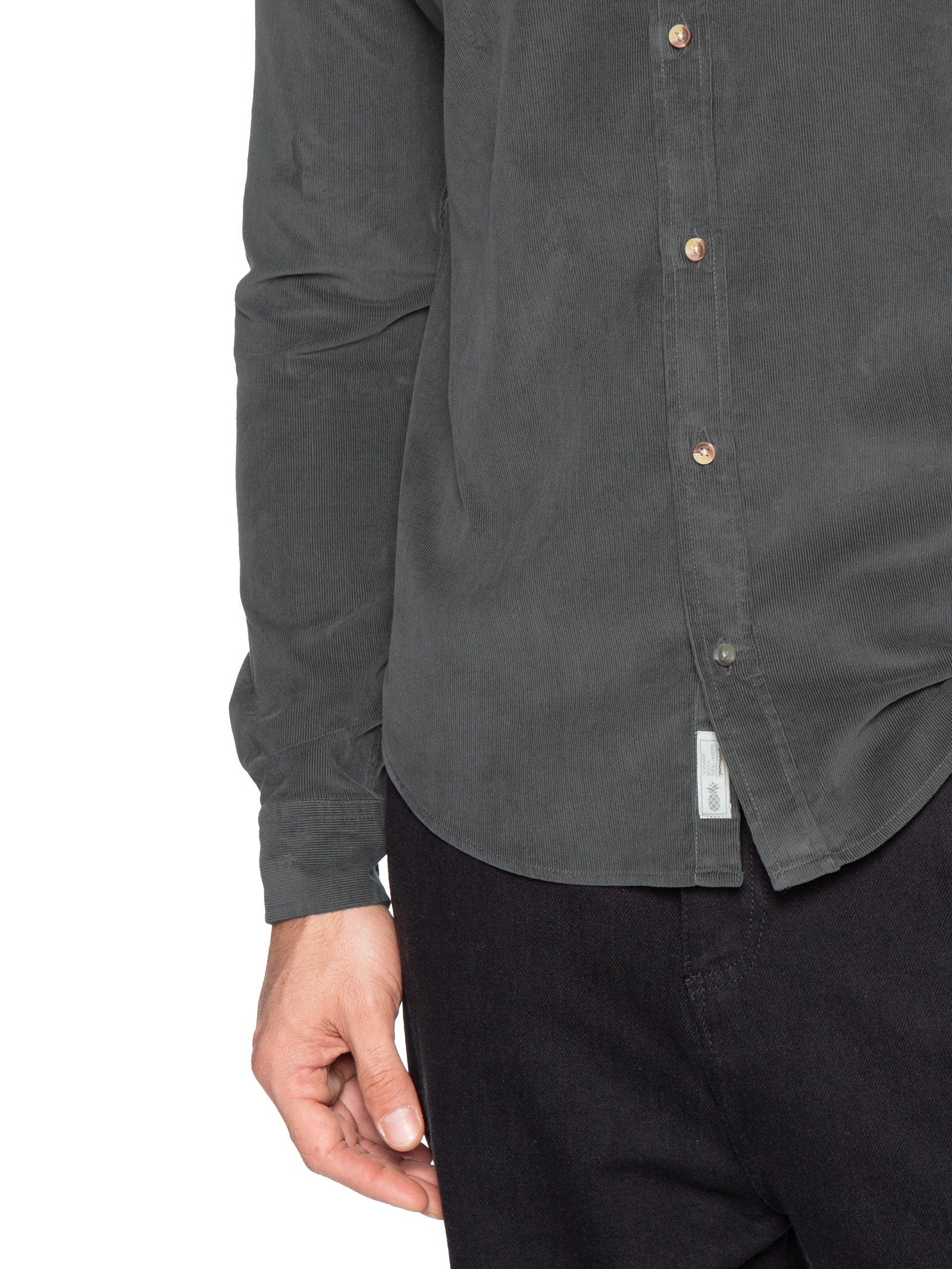 Camisa Masculina Leve Em Veludo Cinza Pineapple