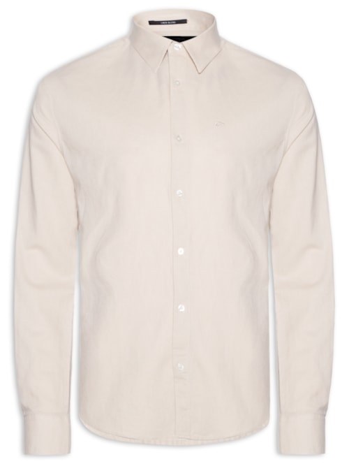Camisa Masculina Linen Blend Classic Irish Manga Longa - Bege