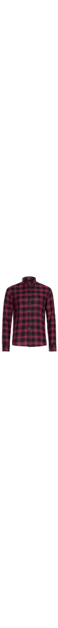 Camisa Masculina Linen Blend Ft Madra Plaid Class Anat - Vermelho