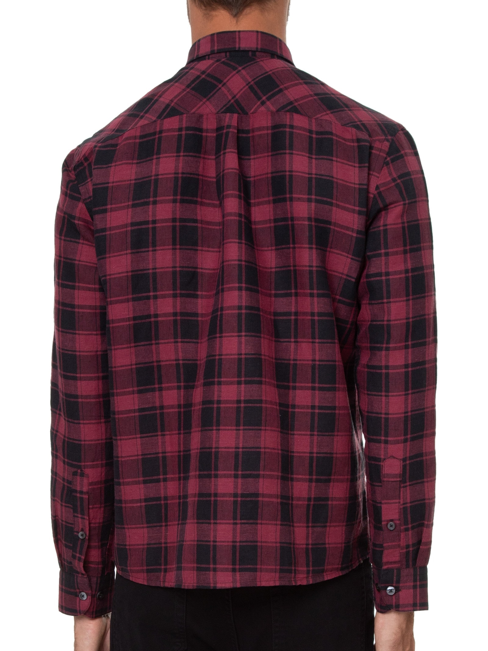 Camisa Masculina Linen Blend Ft Madra Plaid Class Anat Vermelho Ellus