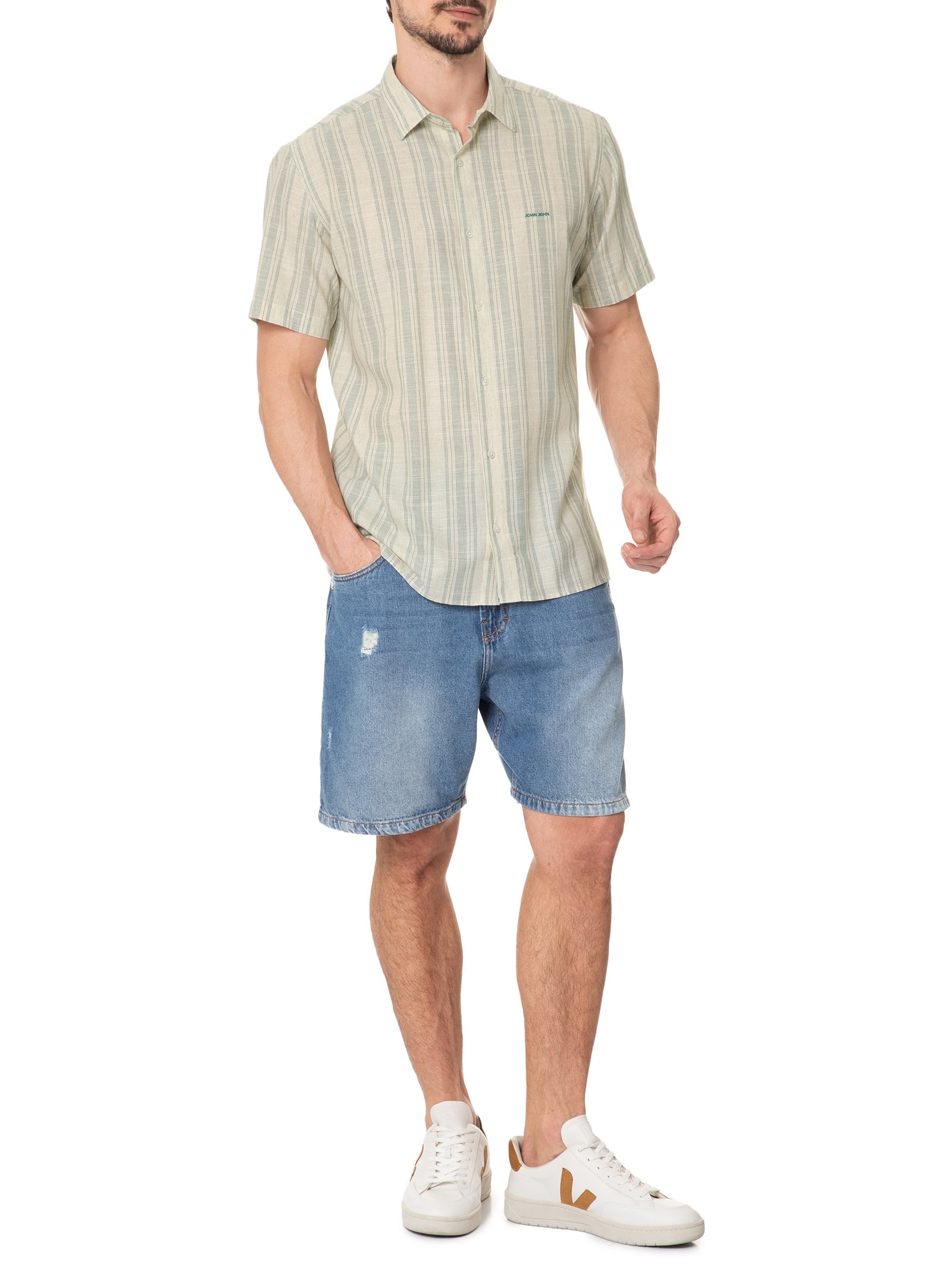 Camisa Masculina Linen Blend Verde John John