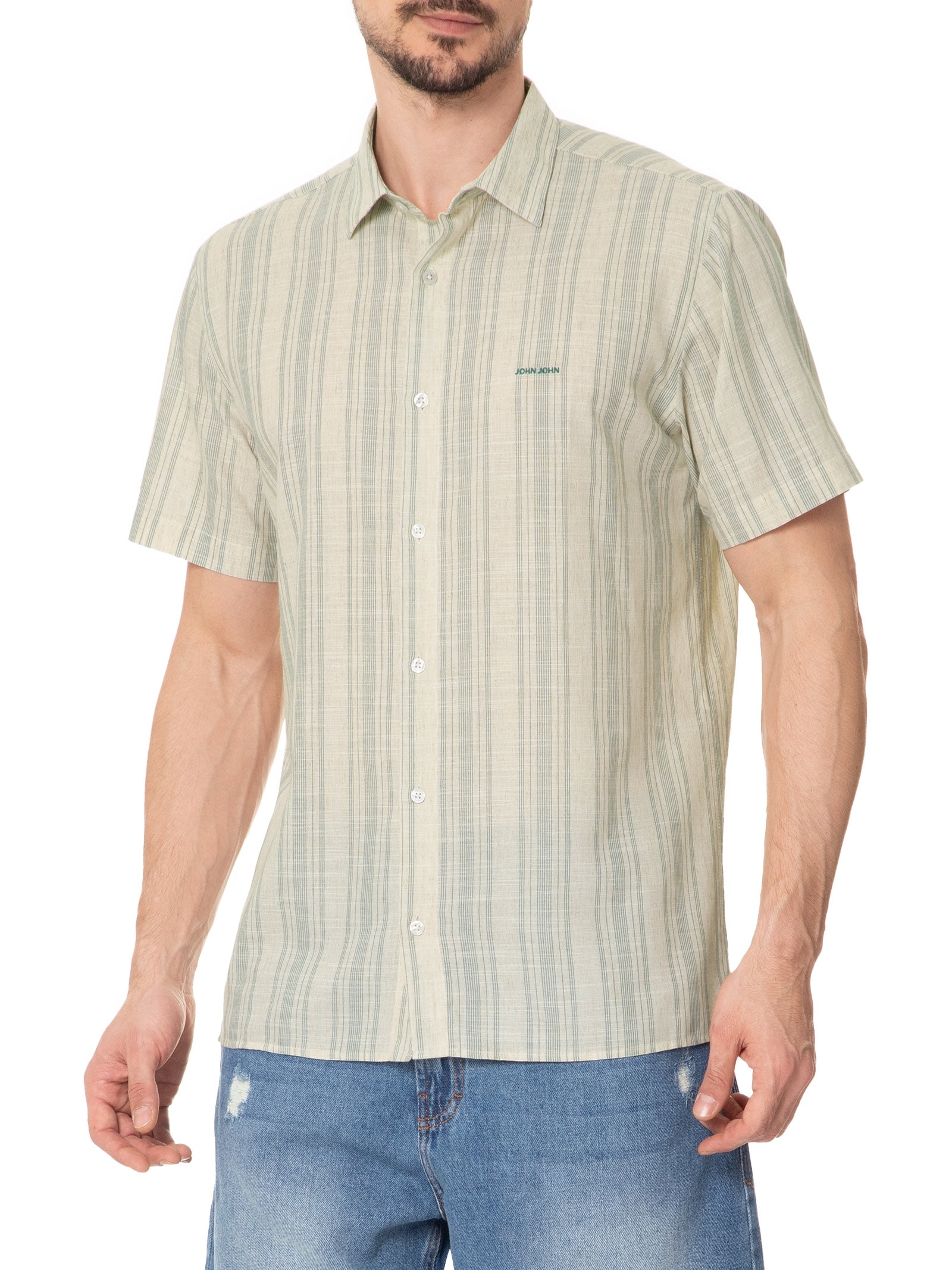 Camisa Masculina Linen Blend Verde John John