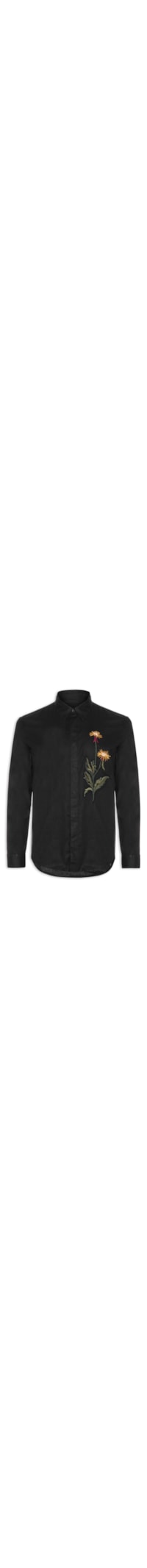 Camisa Masculina Linen Bordado Louva Deus – Preto