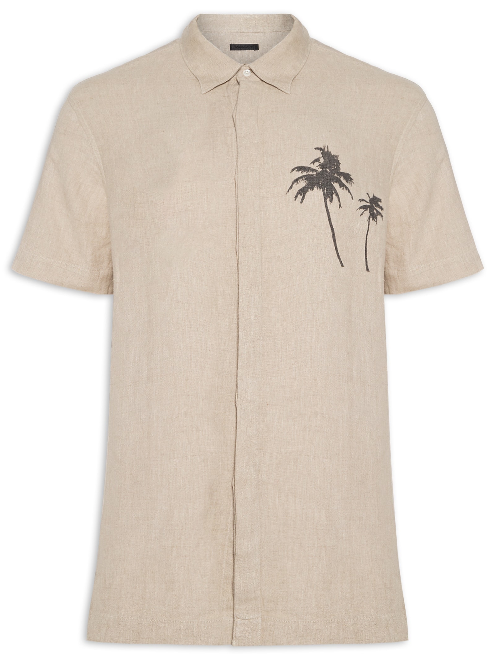 Camisa Masculina Linen Coqueiros Mc Bege Osklen