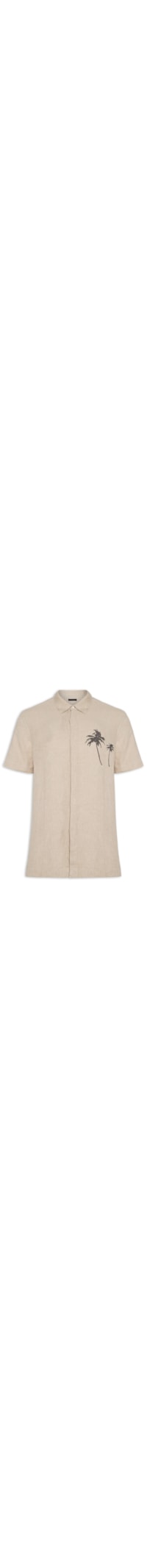 Camisa Masculina Linen Coqueiros Mc - Bege