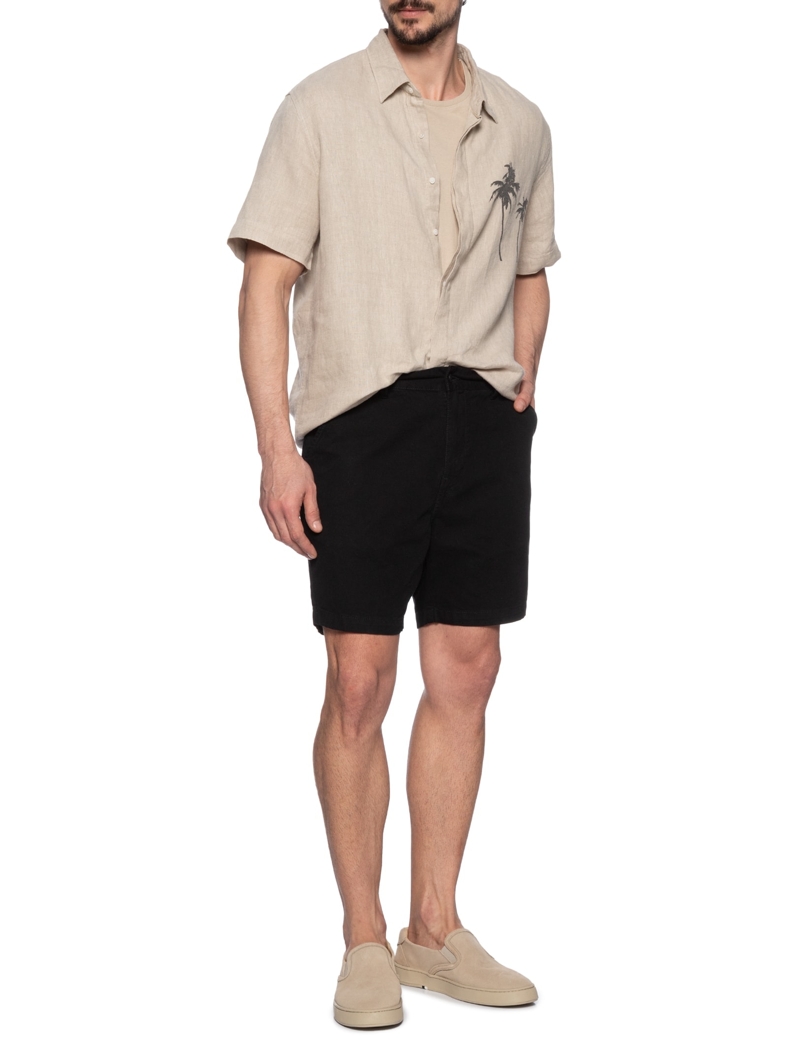 Camisa Masculina Linen Coqueiros Mc Bege Osklen