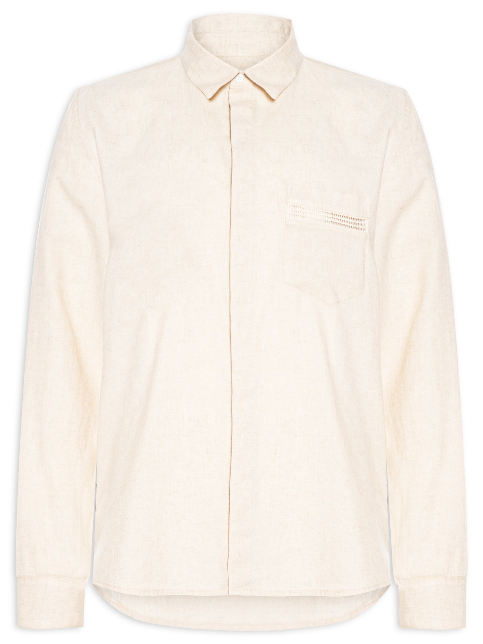 Camisa Masculina Linen Marau Manga Longa Bege  Osklen
