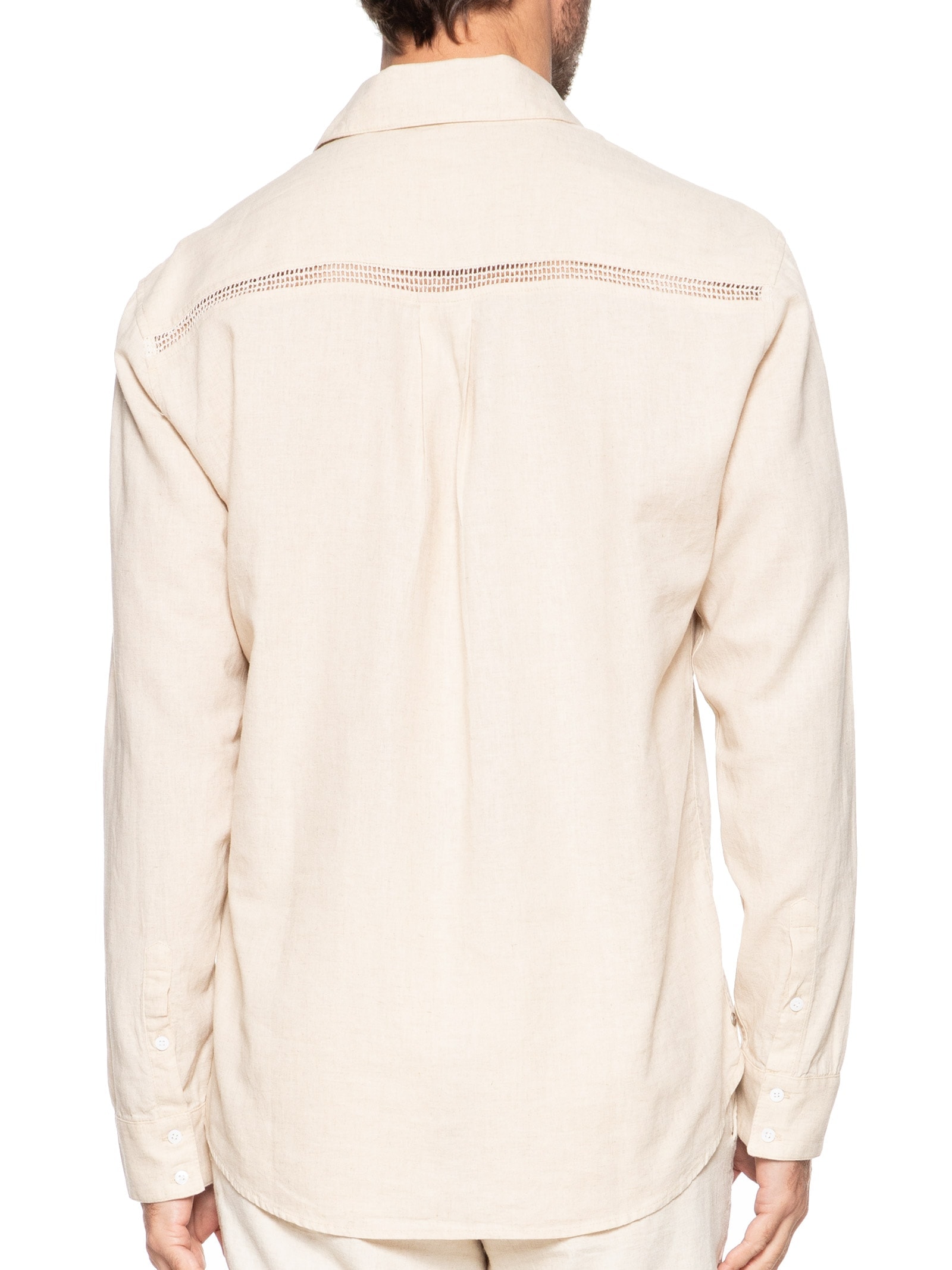 Camisa Masculina Linen Marau Manga Longa Bege  Osklen