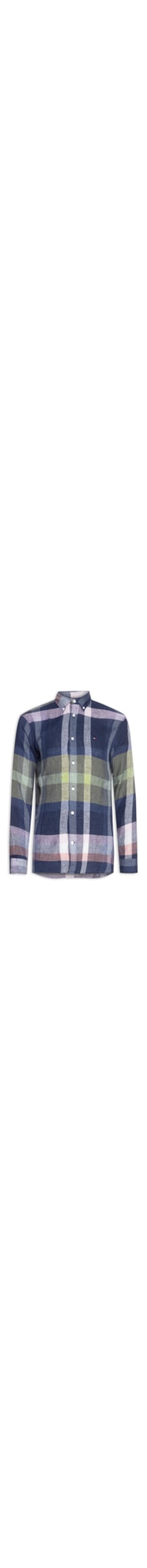 Camisa Masculina Linen Multi Check Rf - Azul