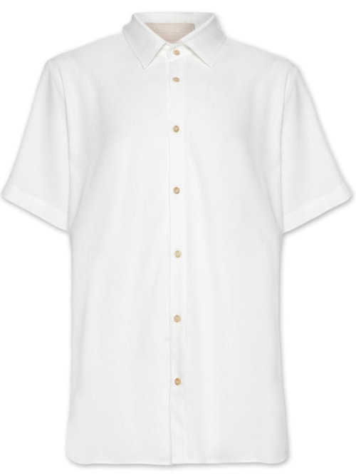 Camisa Masculina Linho Básica – Off Whte