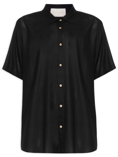 Camisa Masculina Linho Básica – Preto
