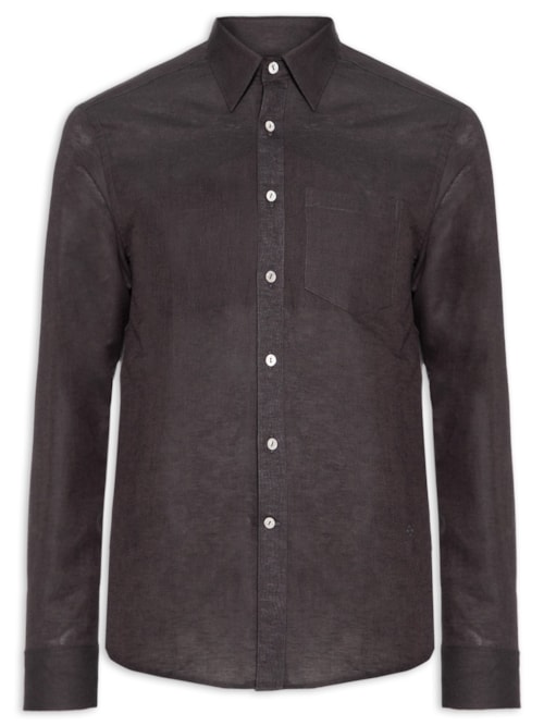 Camisa Masculina Linho Blend Cross Dye Manga Longa – Marrom