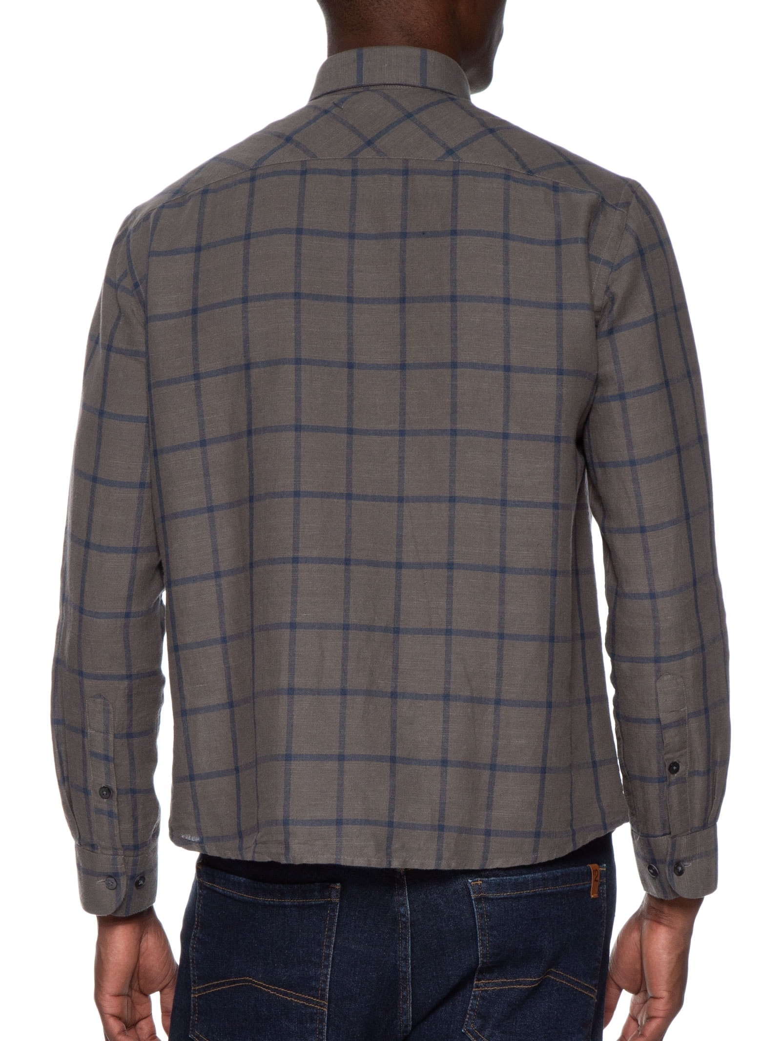 Camisa Masculina Linho Blend Ft Flore Classic Irish Cinza Vr