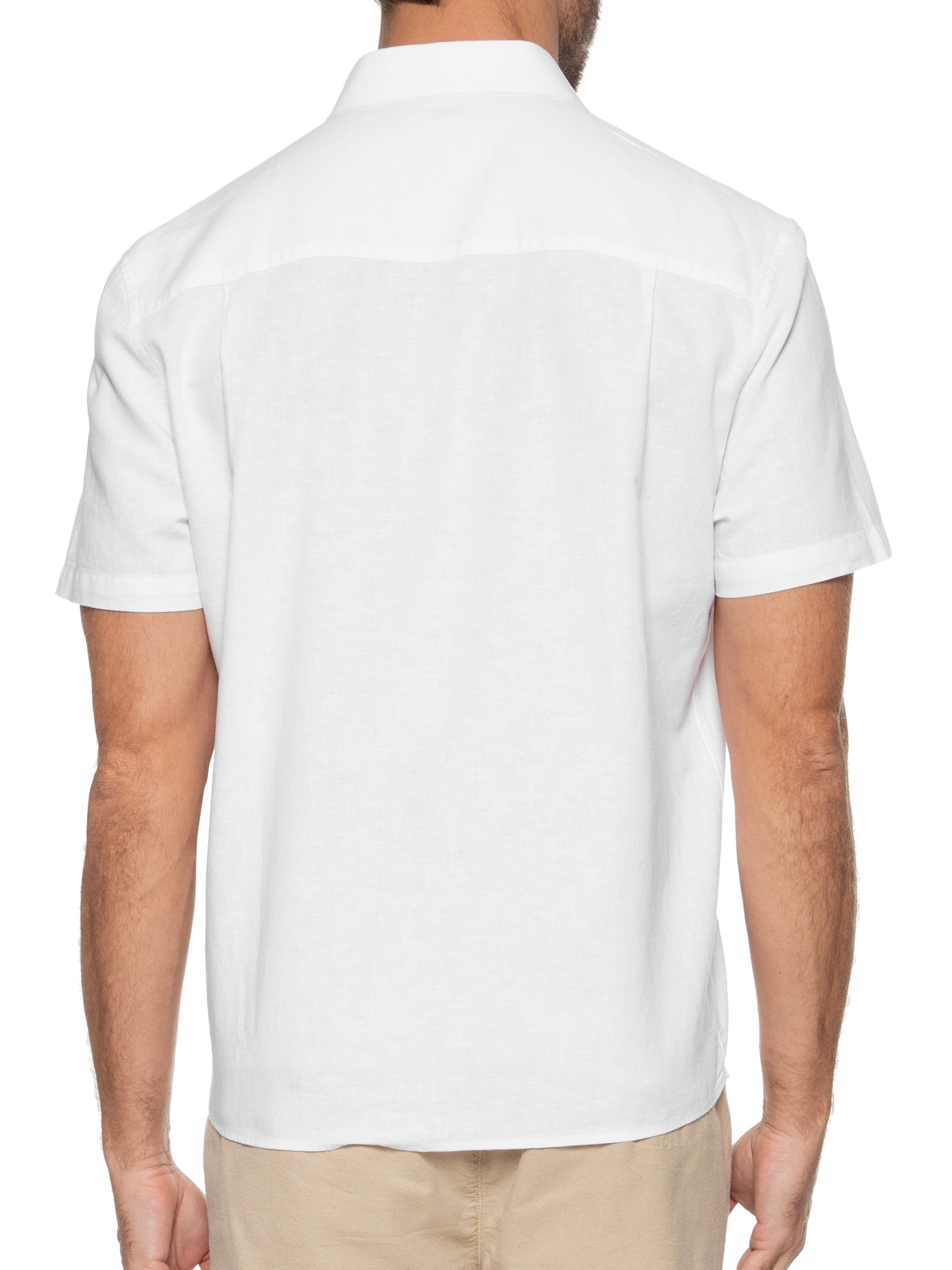 Camisa Masculina Linho Blend Unicollor Surf Off White Vr