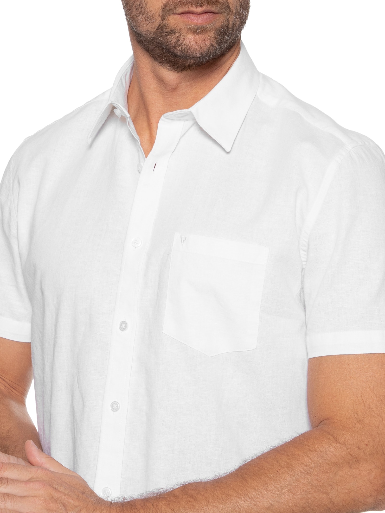 Camisa Masculina Linho Blend Unicollor Surf Off White Vr