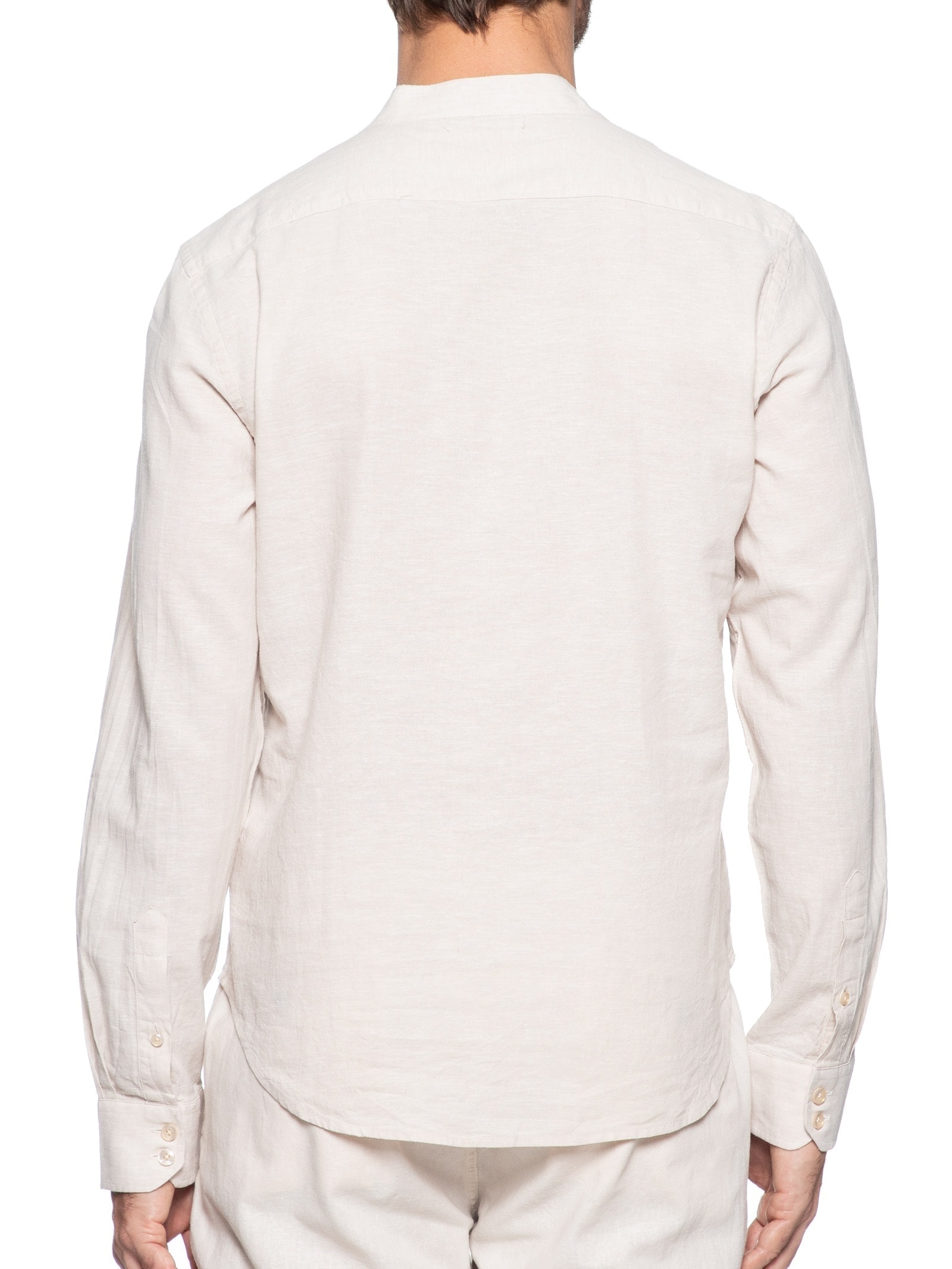 Camisa Masculina Linho Gola Padre Manga Longa Bege '2 Essential