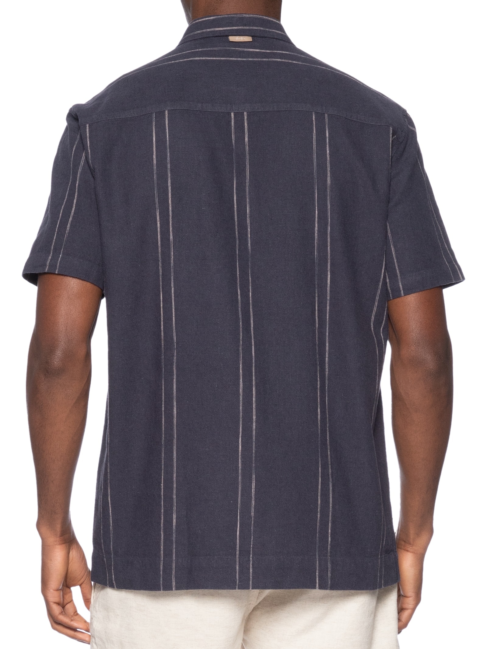 Camisa Masculina Linho Listra Summer Azul Foxton