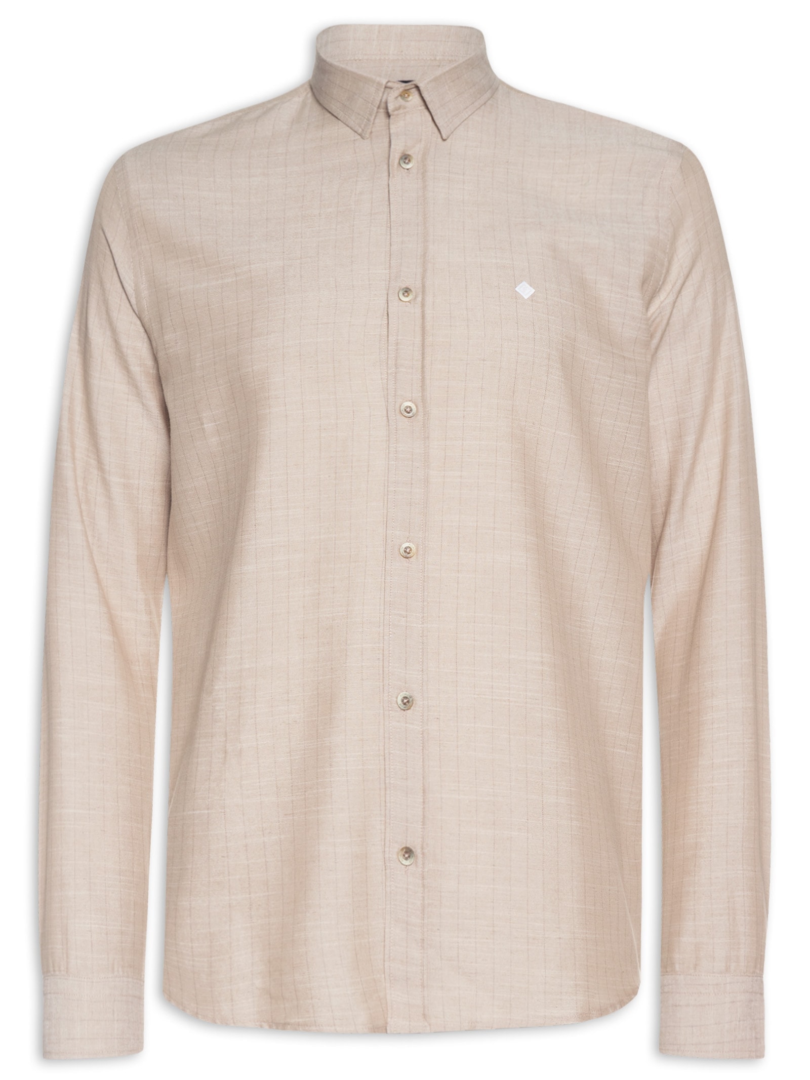 Camisa Masculina Linho Listrada Relax Bege Forum