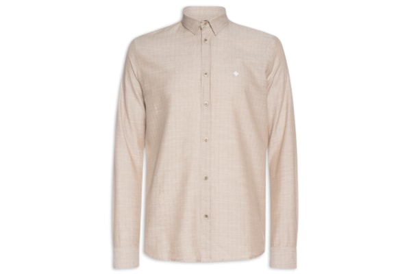 Camisa Masculina Linho Listrada Relax - Bege