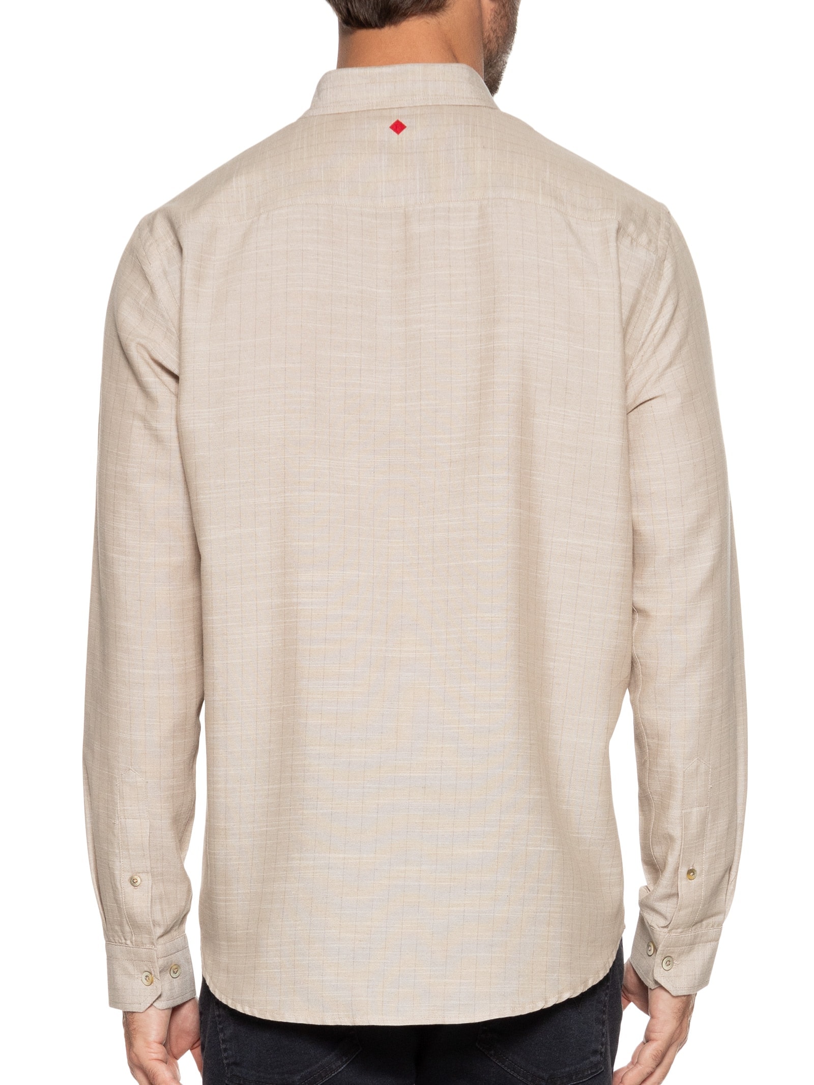 Camisa Masculina Linho Listrada Relax Bege Forum