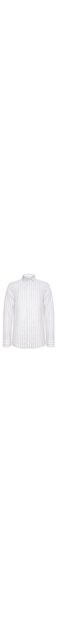 Camisa Masculina Linho Listrada Slim Fit - Off White