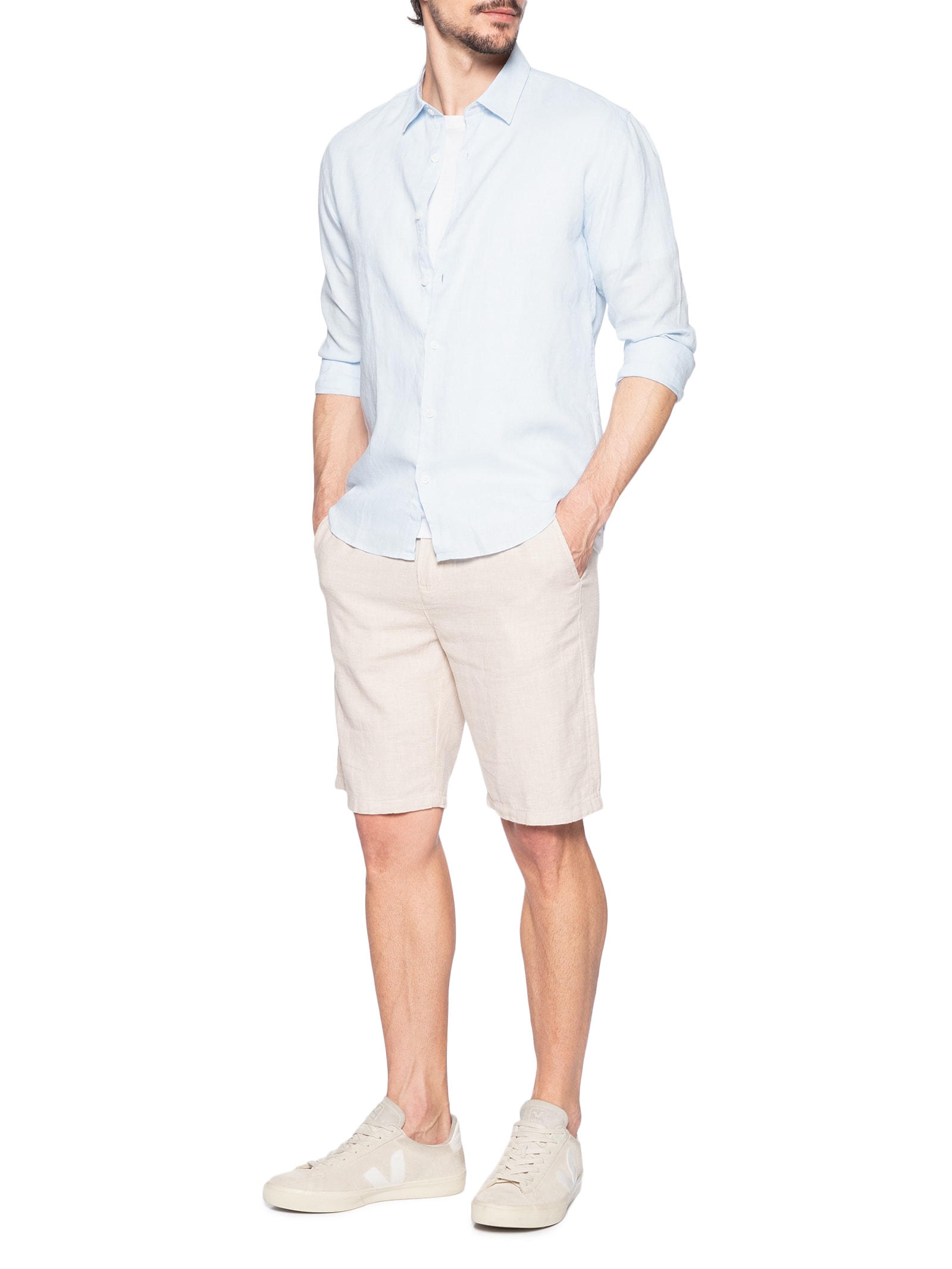 Camisa Masculina Linho Lumiar Azul Foxton