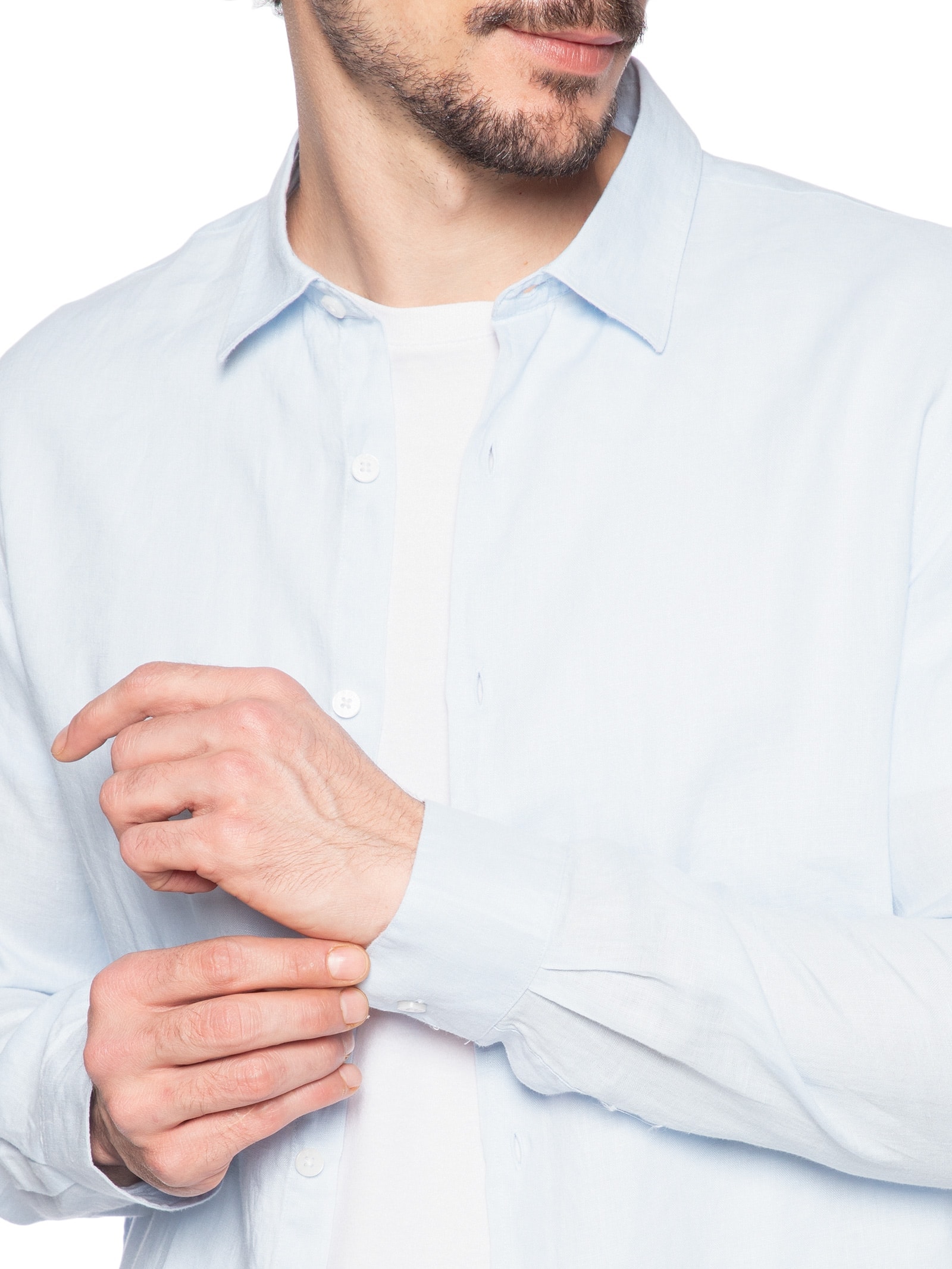 Camisa Masculina Linho Lumiar Azul Foxton