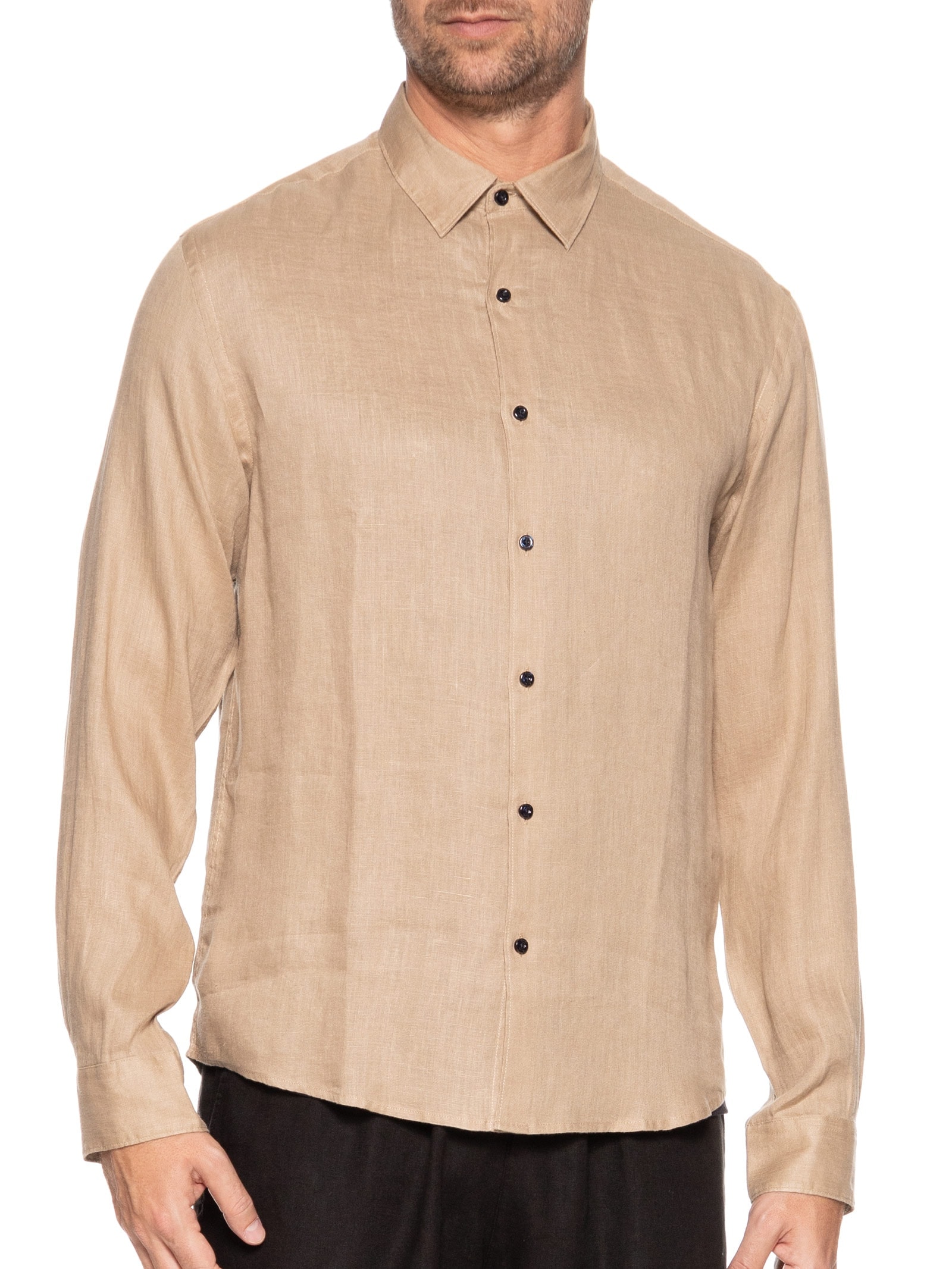 Camisa Masculina Linho Lumiar Bege Foxton