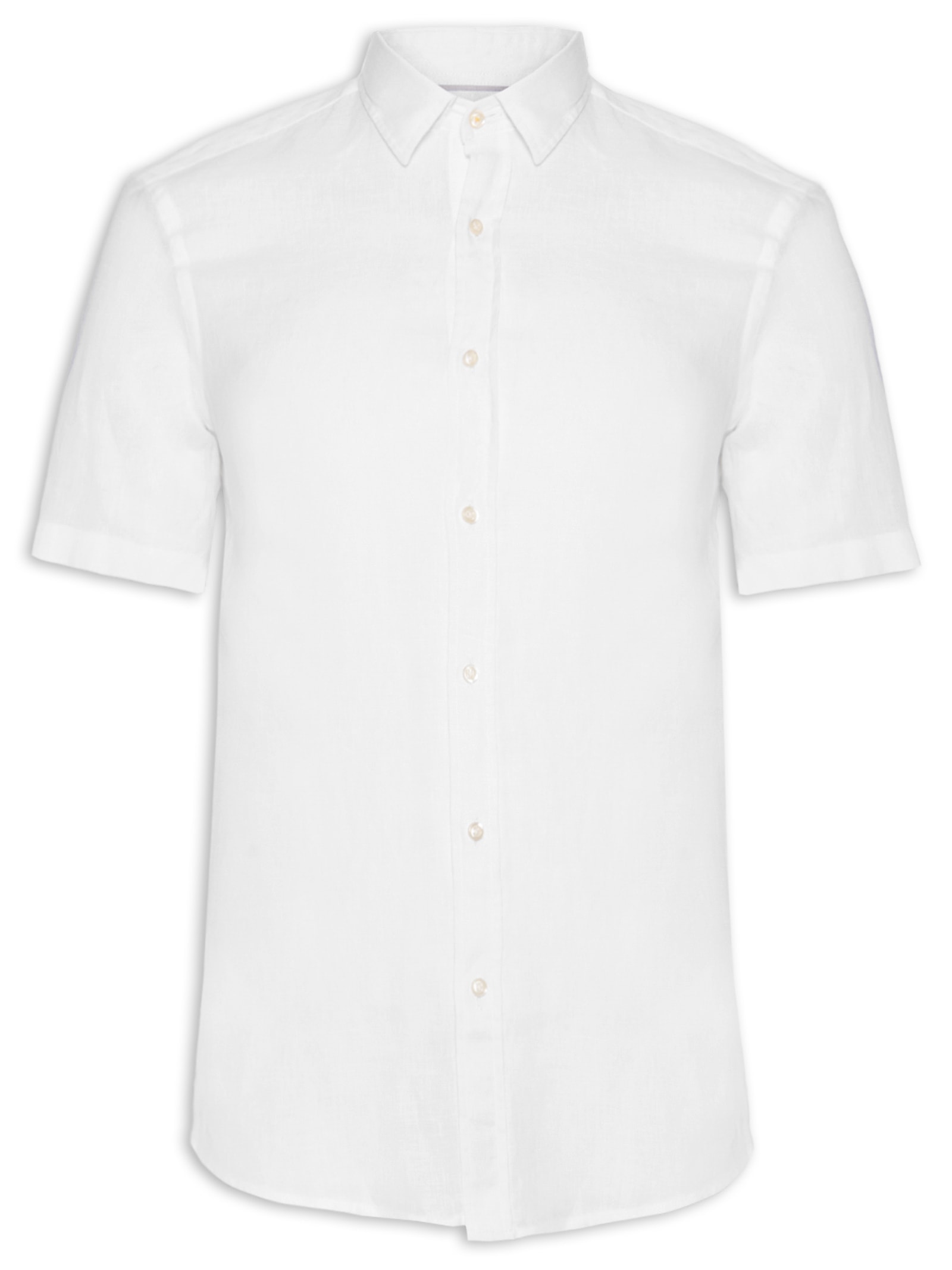 Camisa Masculina Linho Manga Curta Branco Pineapple