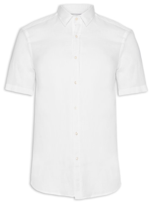Camisa Masculina Linho Manga Curta – Branco