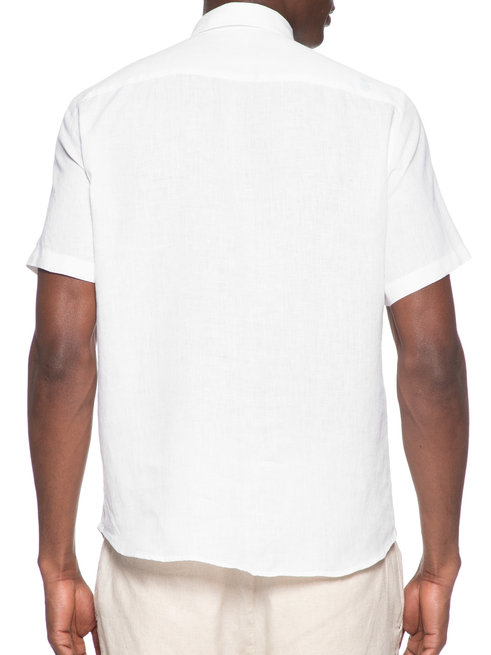 Camisa Masculina Linho Manga Curta Branco Pineapple