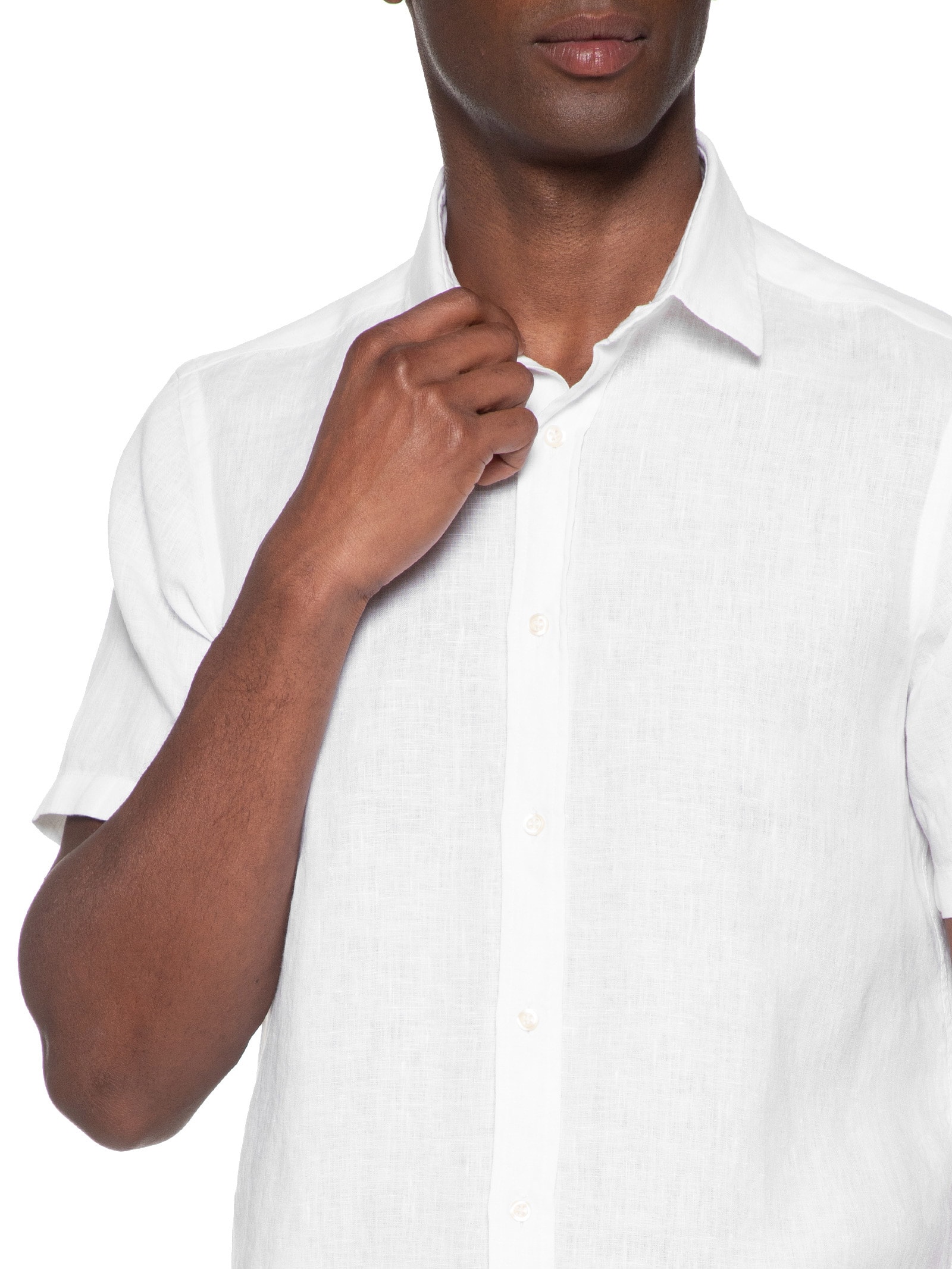 Camisa Masculina Linho Manga Curta Branco Pineapple