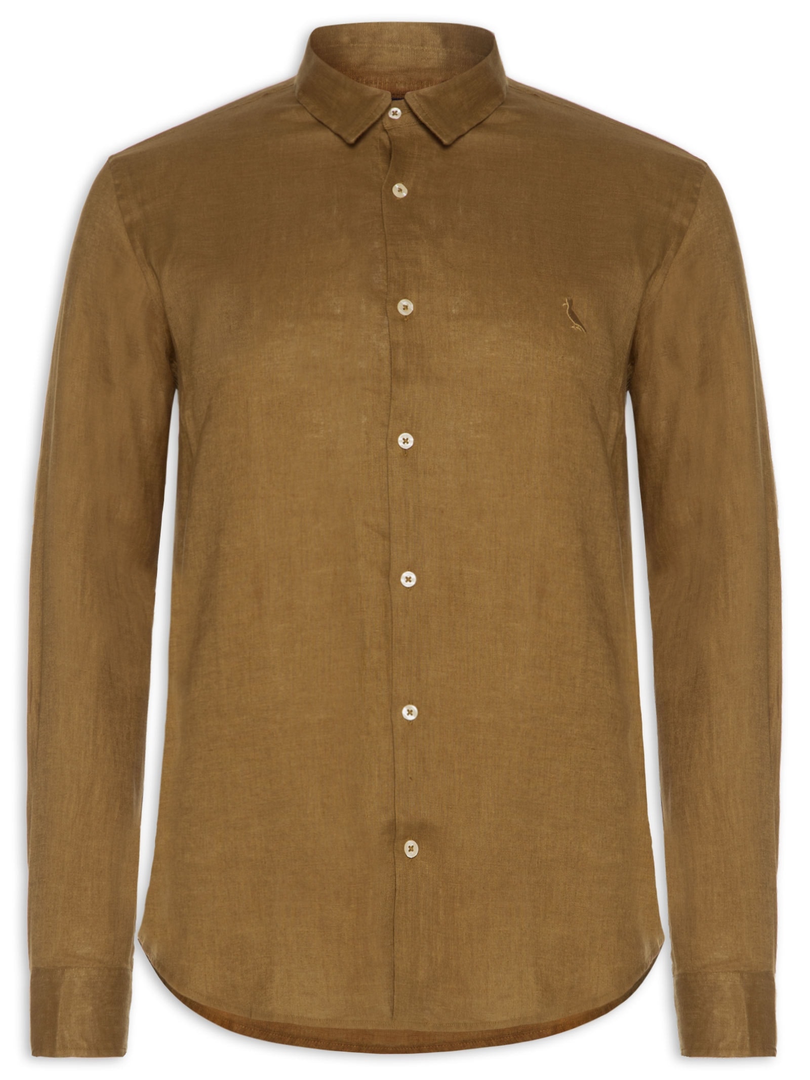 Camisa Masculina Linho Marrom Reserva