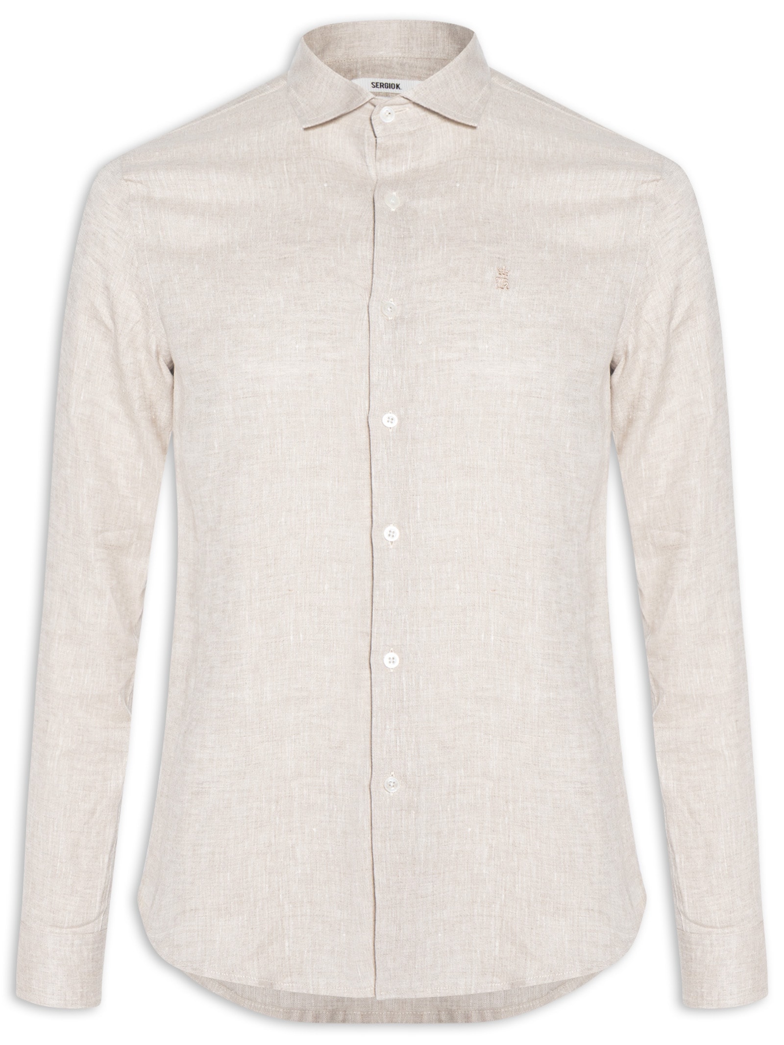 Camisa Masculina Linho Puro Bege Sergio K