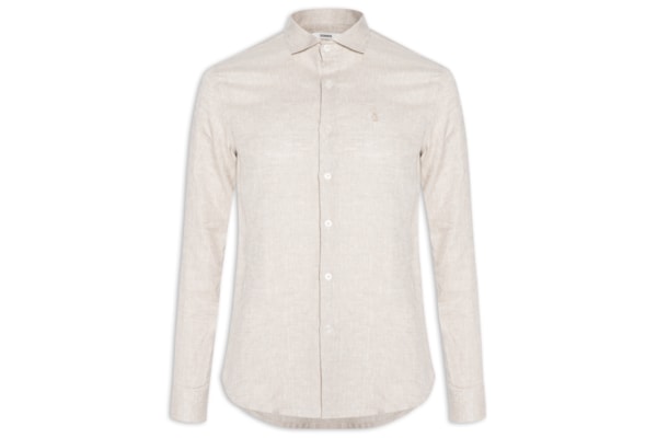 Camisa Masculina Linho Puro - Bege