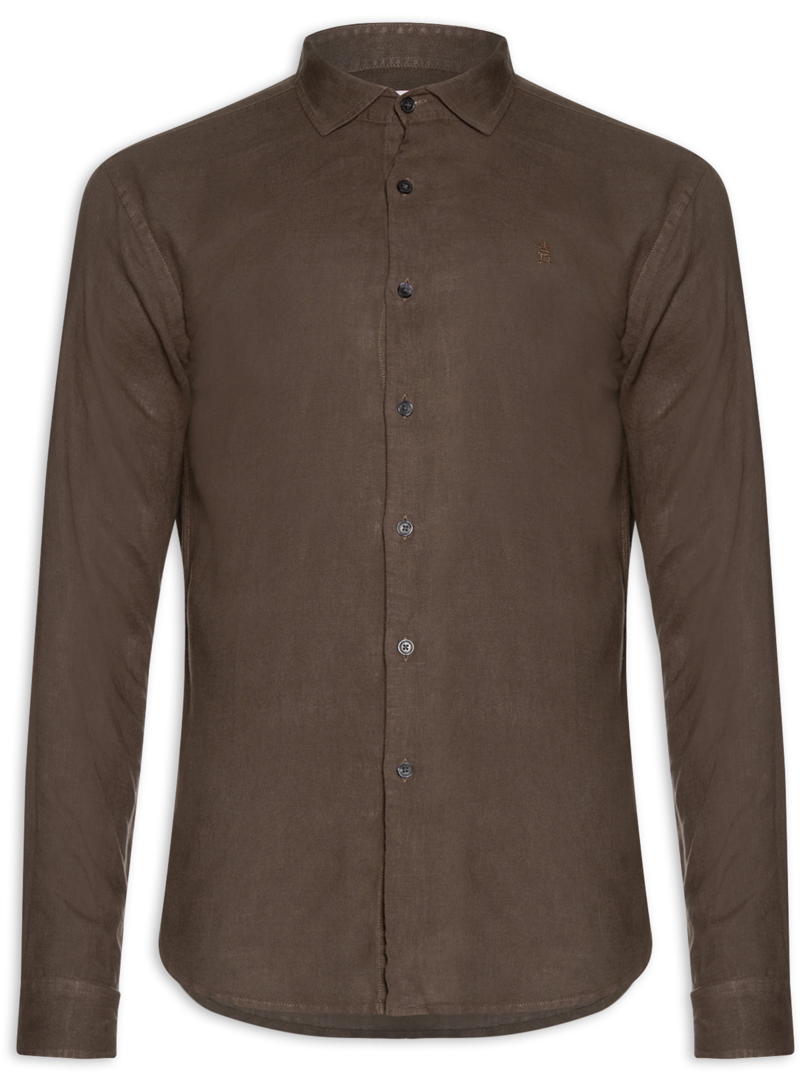 Camisa Masculina Linho Puro Tinturado – Marrom Sergio K