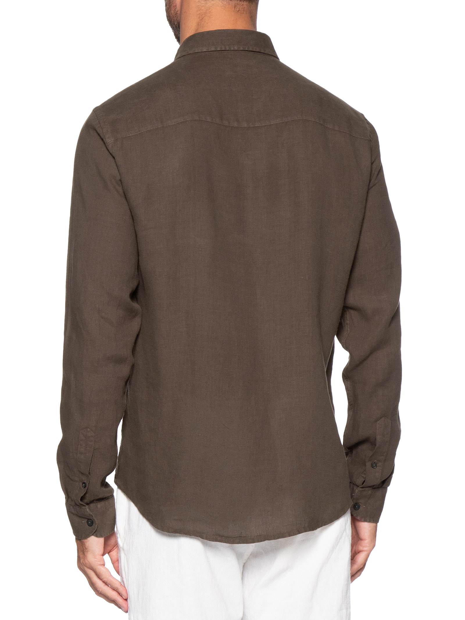 Camisa Masculina Linho Puro Tinturado – Marrom Sergio K